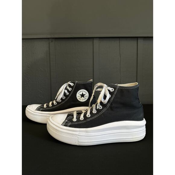 Converse Chuck Taylor All Star Move Platform High top Sneakers Black White Sz 10 - Picture 7 of 13
